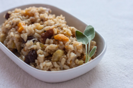 brown rice pilaf with sage and walnuts