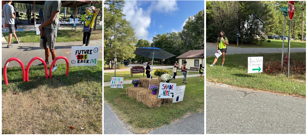 three images of signs from the Fairview Walk day