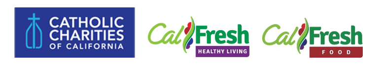 Logos for Catholic Charities of California; CalFresh Healthy Living; CalFresh Food