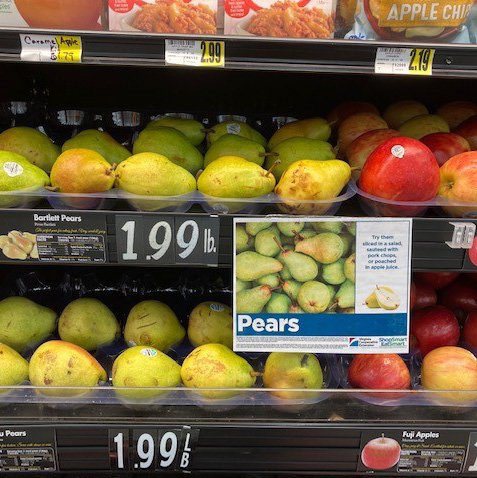 Example of a shelf talker sign in the produce section of a store