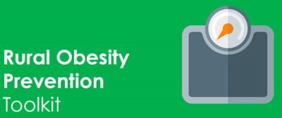 Rural Obesity Prevention Toolkit with a green background and an image of a scale