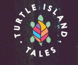 Turtle Island Tales with a cartoon drawing of a turtle in multiple colors