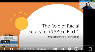 The role of racial equity in SNAP-Ed Part 1 Bringing Equity into the Conversation webinar screenshot