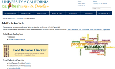 screenshot of web site