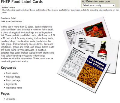 nutrition labels with pictures of food