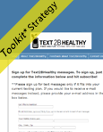 screenshot of sign up page for Text2BHealthy