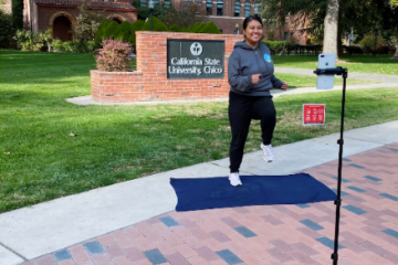 Woman leading virtual physical activity class