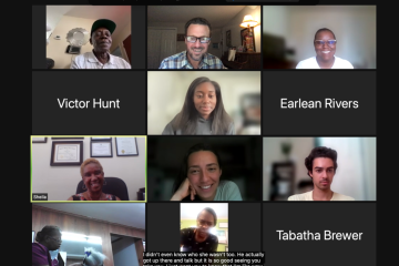 screen capture of online training with 9 participants on a zoom call
