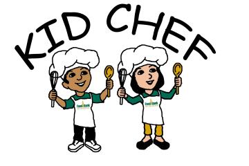 Kid Chef Logo with cartoon kids dressed up as chefs