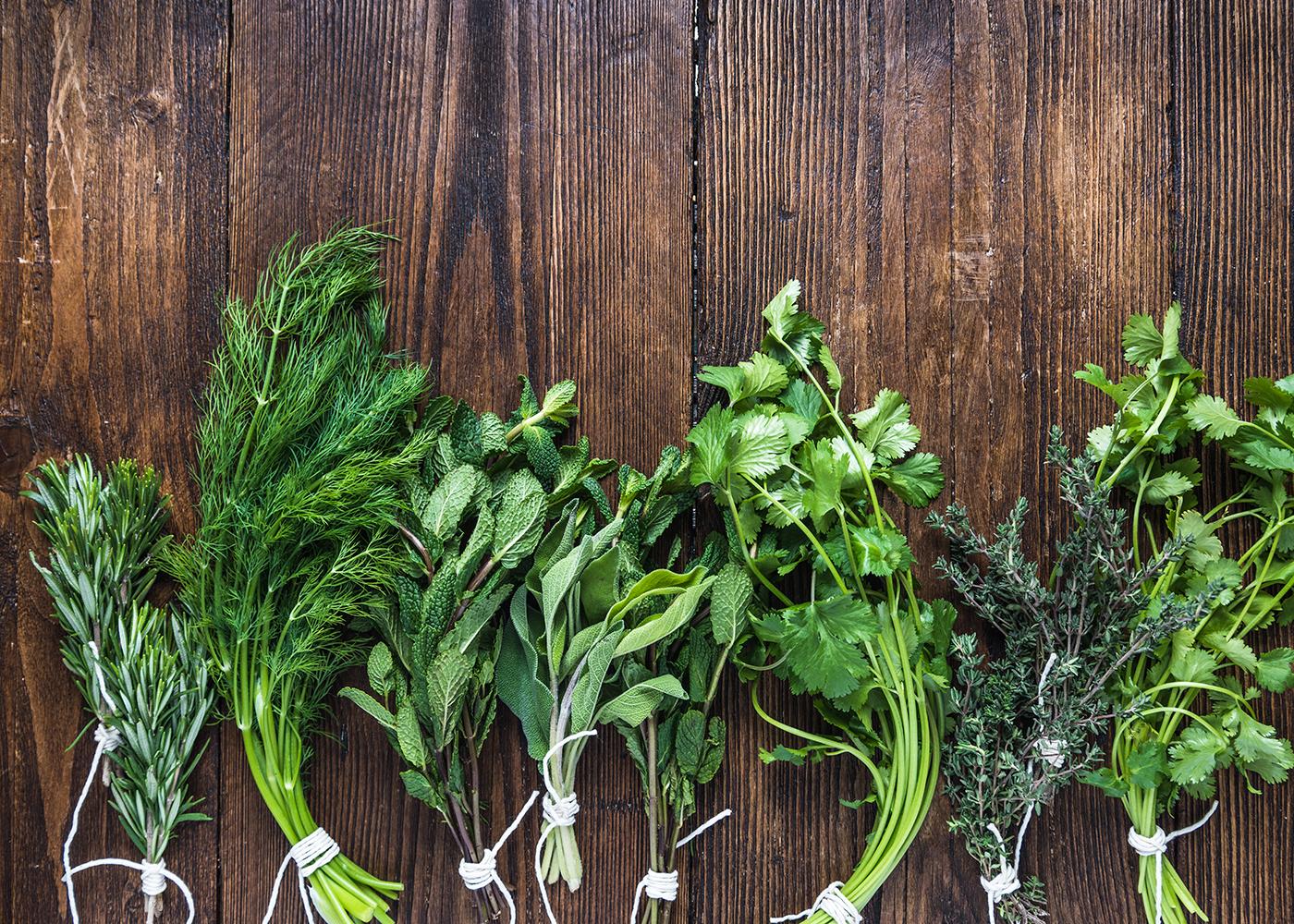 bunches of herbs