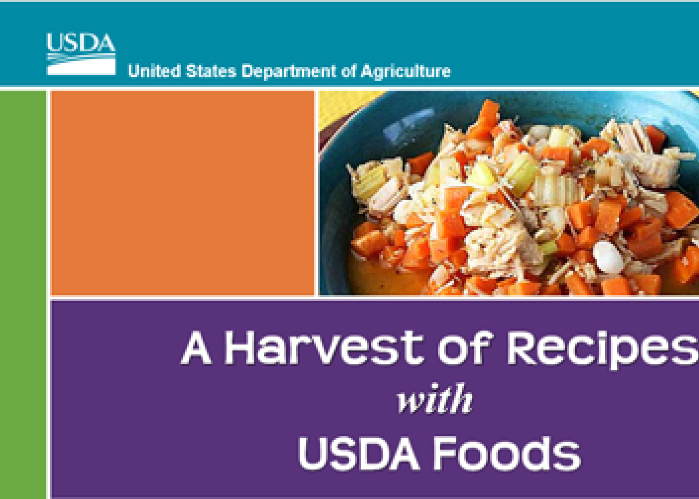 USDA A Harvest of Recipes with USDA Foods Cookbook cover Food Distribution Program on Indian Reservations (FDPIR)