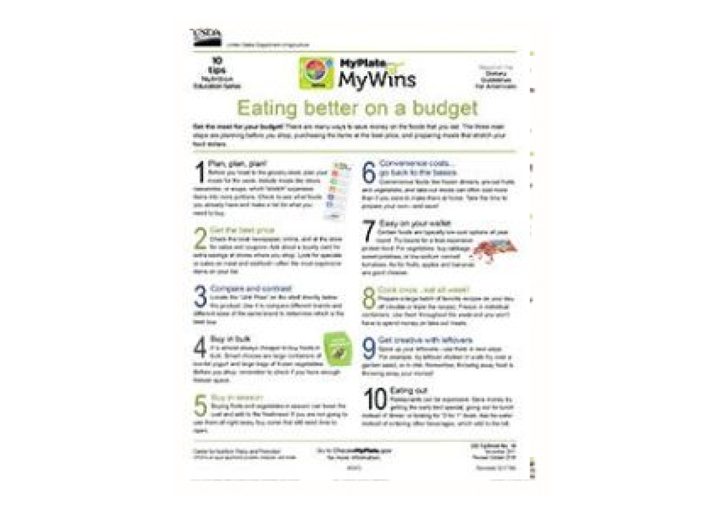 Thumbnail of "Eating Better on a Budget" handout