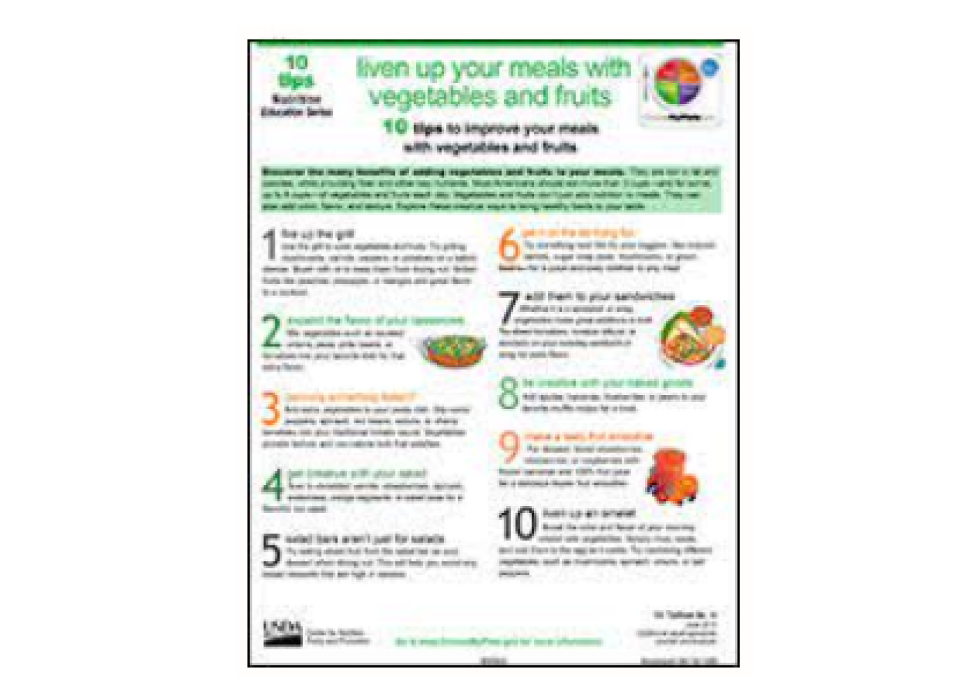 Thumbnail of "Liven up Your Meals with vegetables and Fruits" handout