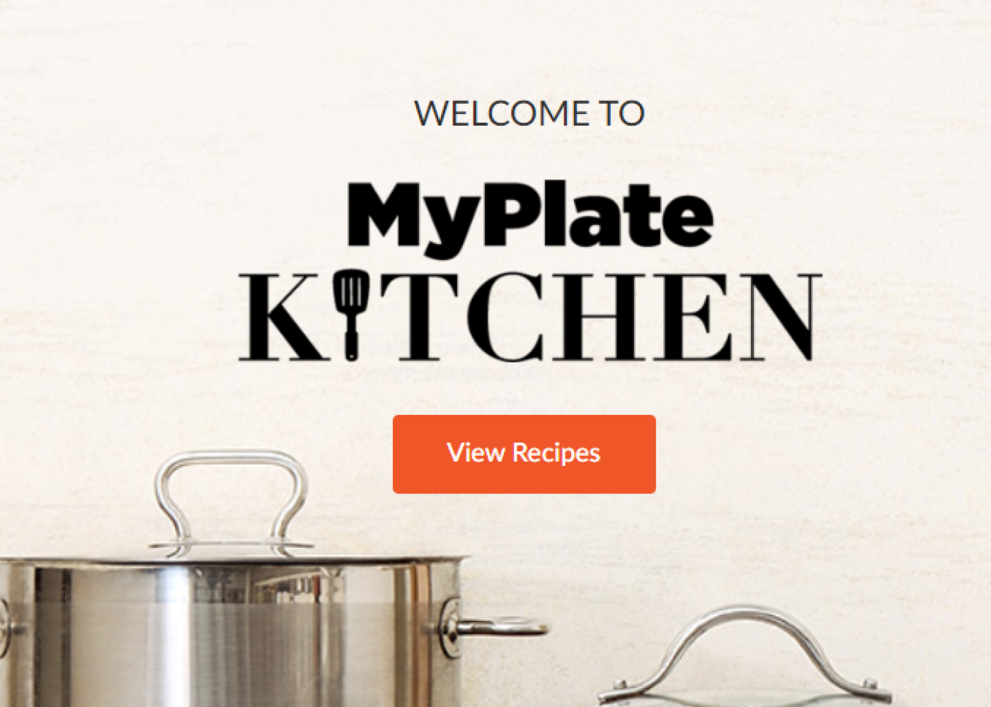 Screenshot of MyPlate Kitchen homepage