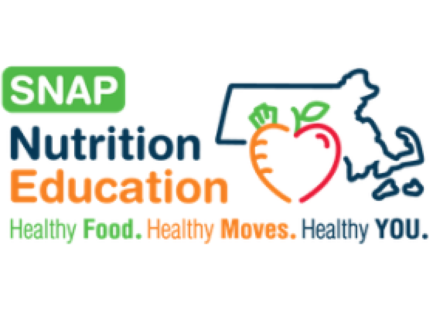 SNAP Nutriton Education Logo. Health Food, Healthy Moves, Healthy You
