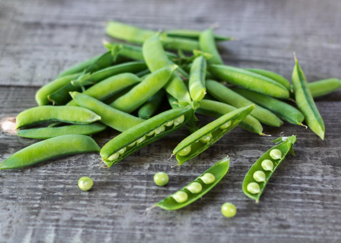 pea pods on a table