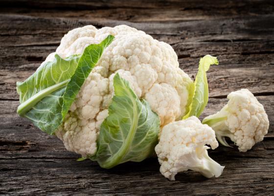 head of cauliflower with a couple of florets