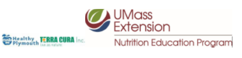 Logos for UMass Extension Nutrition Education Program, Terra Cura Inc, Healthy Plymouth