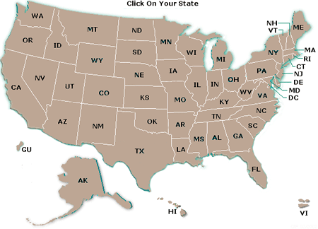 Map of US States and Territories